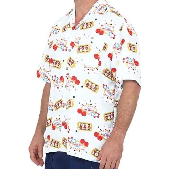 Uzzi Hawaiian Shirt Short Sleeve Dri-FIT Polyester Casino Vegas Shirts for Men - Picture 1 of 9